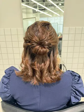 ミディアム ヘアアレンジ 梅田茶屋町ヘッドスパ &艶カラー りほのヘアスタイル