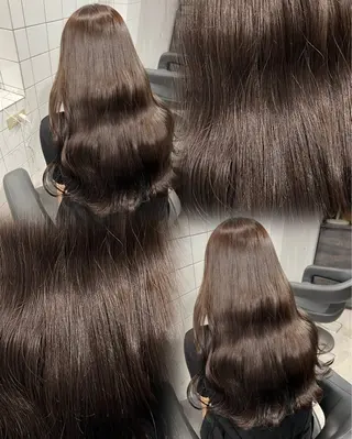 ロング カラー 🧸レイヤー× ベージュ🥯カホ🍯のヘアスタイル