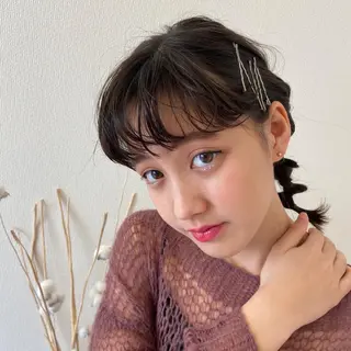 ミディアム ヘアアレンジ SUNC/🤎 オオクマ　カナエ🤎のヘアスタイル