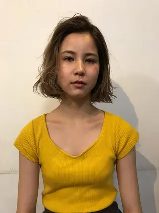 ショート ボブ♡柔らかいカラー 實松栞理のヘアスタイル