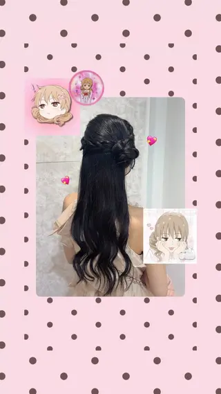 ミディアム ヘアアレンジ SHION🍒ྀི/ ヘアメ/ピンクカラーのヘアスタイル