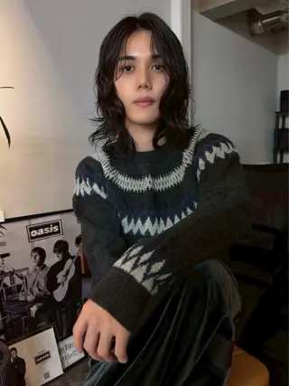ロング パーマ メンズ IPPO 下北沢のヘアスタイル