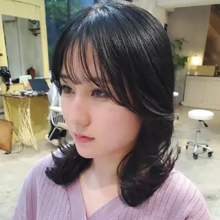 ミディアム 韓国レイヤー　 suzuのヘアスタイル