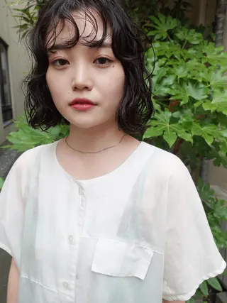 ミディアム パーマ 中野 恵脩のヘアスタイル