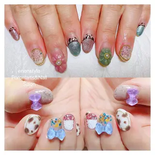ミディアム ネイル 🐾enen style 🐾のネイルデザイン