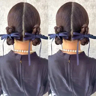 セミロング ヘアアレンジ ヘアメ🎀ハイトーン 🩵エクステ🪄しほのヘアスタイル
