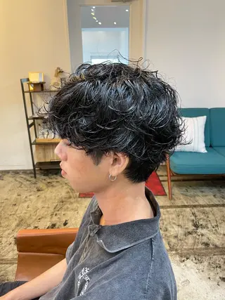 ミディアム パーマ 小川 舜人のヘアスタイル