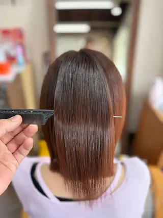 ミディアム カラー 生駒のパーマ達人 FEELけんけんのヘアスタイル
