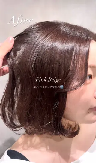 セミロング カラー girly上品ヘア 🎀／ベージュikuのヘアスタイル