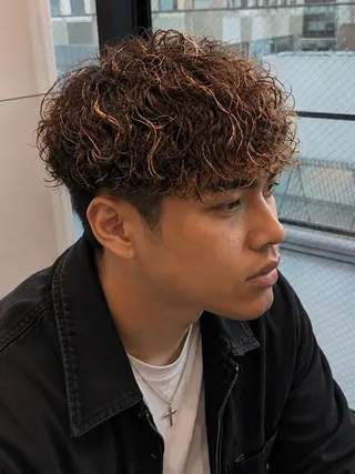 ショート カラー パーマ メンズ 脱縮毛矯正パーマ メンズパーマ平野渋谷のヘアスタイル