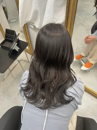 セミロング カラー グレージュ/透け感 カラー/透明感カラーのヘアスタイル