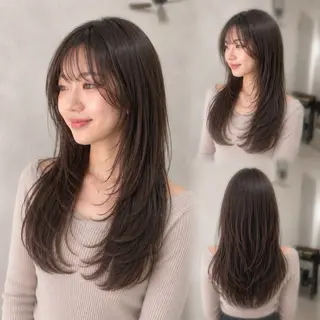 ロング 天王町×韓国レイヤー 髪質改善 佐藤友茉のヘアスタイル
