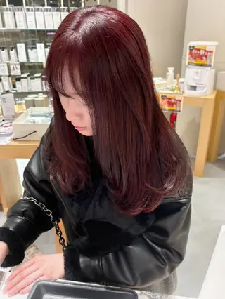 ミディアム 🫧暖色愛され透明感 🍒カラー千優のヘアスタイル