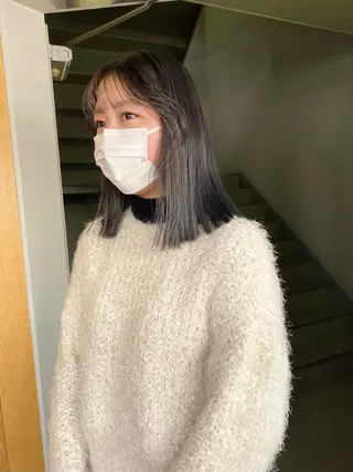 ショート カラー パーマ ヘアアレンジ デザインカラー/ボブ ブリーチカラー/ユリのヘアスタイル