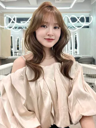 セミロング カラー 縮毛矯正ブリーチなし 🍒❤ゆうきのヘアスタイル