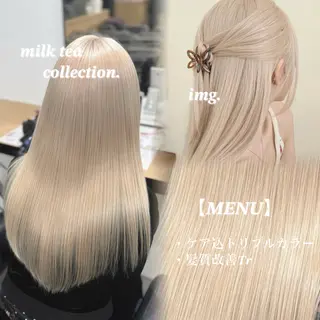 ロング カラー NAMI🤎ブラウン &ミルクティー🤍のヘアスタイル