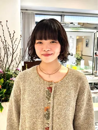 ショート パーマ デジタルパーマ 🌀ボブ　萩原　龍のヘアスタイル