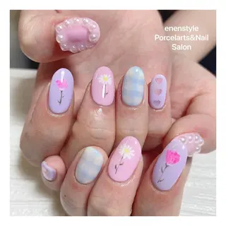 ミディアム ネイル 🐾enen style 🐾のネイルデザイン