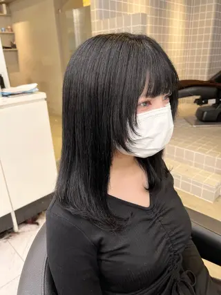 セミロング カラー パーマ ヘアアレンジ メンズ キッズ ネイル マツエク・マツパ アイブロウ 上品＆韓国風 🥀海心🥀のヘアスタイル