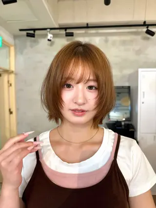 ショート 🧡ボブ/うる艶カラ ー🩵　さくら🌸のヘアスタイル