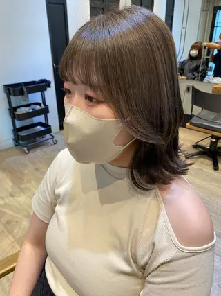セミロング 新宿/顔周りカット +レイヤー=しずく♩のヘアスタイル