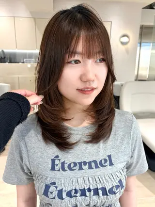 ミディアム 前髪・顔周りカット☆ あらいみゆのヘアスタイル