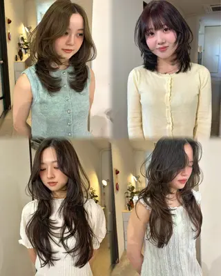 ロング カラー mizuki/ピンク ベージュ.レイヤーのヘアスタイル