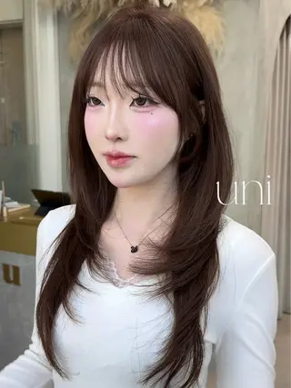 ロング セジュン 韓国レイヤー/顔周りのヘアスタイル