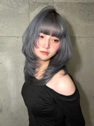 セミロング カラー ヘアアレンジ くれは/ブリーチ/ハ イトーン/透明感のヘアスタイル