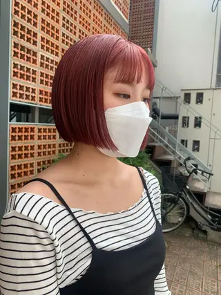 ショート カラー ボブパーマコテ巻き風 パーマNo1深江秀平のヘアスタイル
