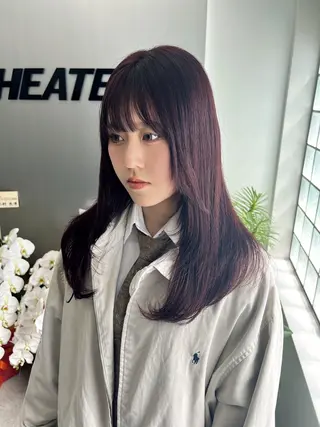 ロング カラー 暗髪🩶ラベンダー/ ブルー/ユウナ🤍のヘアスタイル