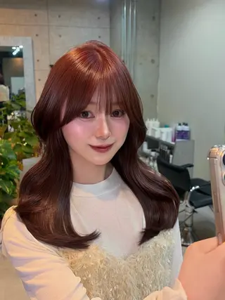 セミロング カラー みのり ワンホンヘア🕊️のヘアスタイル