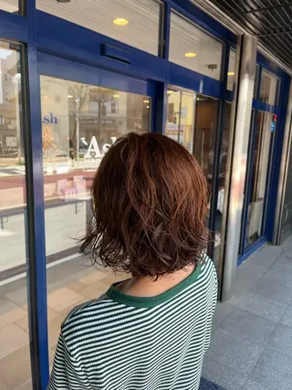 ミディアム カラー パーマ 大人透明感艶カラー 寺田稜のヘアスタイル