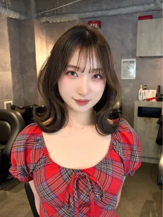 セミロング カラー 🩶鈴木茉奈🩶艶髪 /透明感/暖色カラーのヘアスタイル