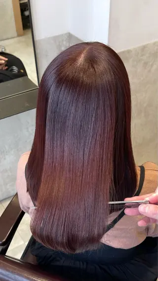 セミロング 縮毛矯正クロスパーマ 益子達也のヘアスタイル