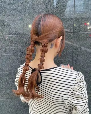 ロング ヘアアレンジ ベージュ/オリーブ/ miyabiのヘアスタイル