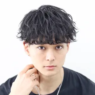 ショート カラー パーマ メンズ 🔥メンズ極🔥韓国 シャドウ/波巻き柿崎のヘアスタイル