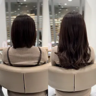セミロング 赤み消し透明感カラー オオヤマのヘアスタイル