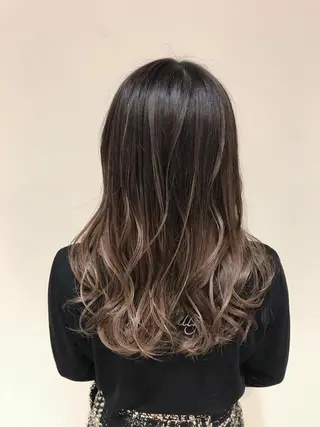 ミディアム カラー 髪質改善カラー韓国風 レイヤーtudaのヘアスタイル
