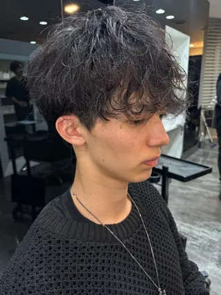 メンズ 人気サロン縮毛矯正 ボブカットカラーのヘアスタイル