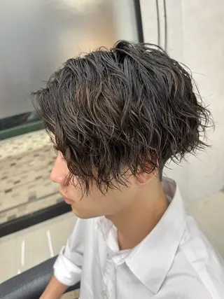 ミディアム パーマ メンズ 💈メンズ特化 美容師サキ💈のヘアスタイル