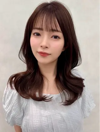 セミロング カラー ヘアアレンジ 透明感カラー/巻き髪 🤍あすみ‎‎‎🤍のヘアスタイル