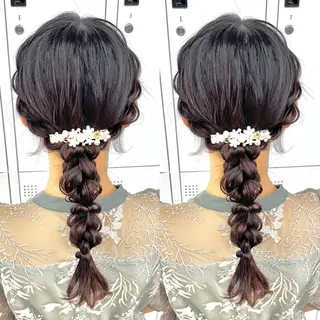 ロング ヘアアレンジ ヘアメ🎀ハイトーン 🩵エクステ🪄しほのヘアスタイル