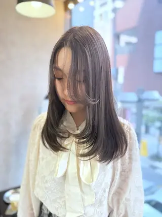 セミロング カラー miyu♡̷̷ 韓国ヘア/顔まわりのヘアスタイル