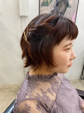 ショート ヘアアレンジ 暖色系特化さくら /福岡天神/レイヤーのヘアスタイル