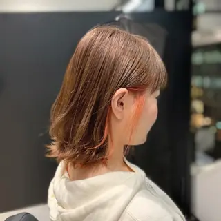 ミディアム カラー ヘアアレンジ ネイル マツエク・マツパ ボブ×縮毛矯正👑 心斎橋/高城涼也のヘアスタイル