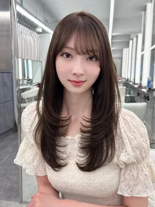 セミロング 🍑韓国風レイヤー 🍑莉子のヘアスタイル