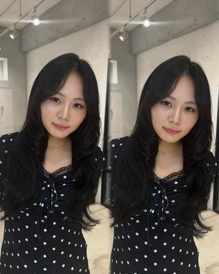 ロング カラー あんな🦋レイヤー カット/透明感カラーのヘアスタイル