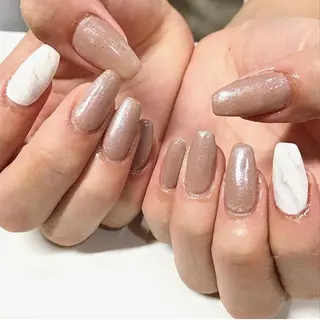 ネイル 渋谷／チップ長さ出し 👑アプレgel-xのネイルデザイン