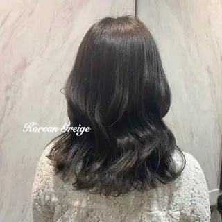 セミロング カラー ヘアアレンジ 新宿⌇韓国風ヘア ⌇透明感カラーのヘアスタイル